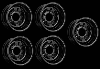 LRC1430 - Set of Five Steel Modular Wheel in Black - 16" x 8" with -35 Offset - Will Fit For Defender, Discovery 1 and Range Rover Classic