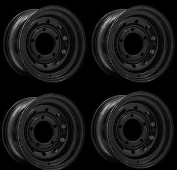 LRC1435 - Set of Four Steel Modular Wheel in Black - 16" x 8" - Will Fit For Defender, Discovery 1 and Range Rover Classic