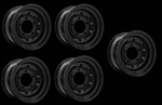 LRC1436 - Set of Five Steel Modular Wheel in Black - 16" x 8" - Will Fit For Defender, Discovery 1 and Range Rover Classic