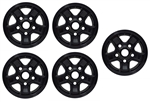 LRC1475 - Set of Five Gloss Black Boost Alloy Wheels with Wheel Caps - 16 x 7 - For Defender, Discovery 1 & Range Rover Classic
