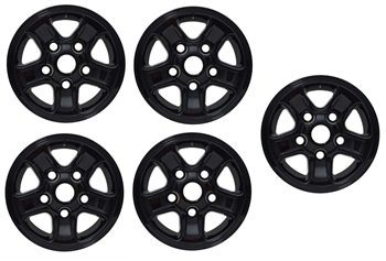 LRC1475 - Set of Five Gloss Black Boost Alloy Wheels with Wheel Caps - 16 x 7 - For Defender, Discovery 1 & Range Rover Classic