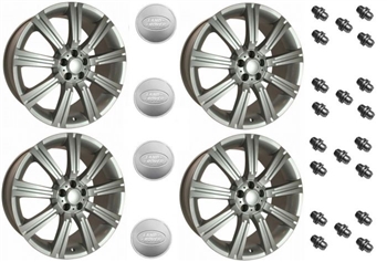 LRC1491 - Set of Four Stormer Alloy Wheels in Silver with 20 Chrome Wheel Nuts and 4 Wheel Caps - 20 X 9.5 - For Range Rover Sport, Range Rover L322 and Discovery 3 & 4