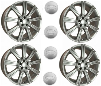 LRC1492 - Set of Four Stormer Alloy Wheels in Silver with 4 Wheel Caps - 20 X 9.5 - For Range Rover Sport, Range Rover L322 and Discovery 3 & 4