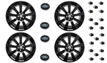 LRC1501 - Set of Four Stormer Alloy Wheels in Gloss Black with 20 Black Wheel Nuts and 4 Wheel Caps - 20 x 9.5 - For Range Rover Sport, Range Rover L322 and Discovery 3 & 4