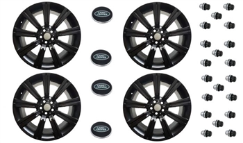 LRC1501 - Set of Four Stormer Alloy Wheels in Gloss Black with 20 Black Wheel Nuts and 4 Wheel Caps - 20 x 9.5 - For Range Rover Sport, Range Rover L322 and Discovery 3 & 4