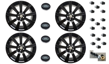 LRC1503 - Set of Four Stormer Alloy Wheels in Gloss Black with 16 Wheel Nuts, Set of Locking Nuts and 4 Wheel Caps - 20 X 9.5 - For Range Rover Sport, Range Rover L322 and Discovery 3 & 4