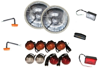 LRC1504 - Full Vehicle Light Kit (2 Headlamp, 4 Indicator, 2 Stop, 2 Side, 2 Repeater, Fog, Reverse and Number Plate) - For Defender (up to 1994)
