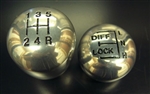 LRC1568 - Aluminium Gear Knob and Transfer Box Gear Knob With Black Engraving For Defender up to 1994-2006 - R380 Gearbox