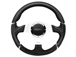 LRC1665 - Fits Defender Momo Millenium Steering Wheel with Black Leather Detailing - 350mm