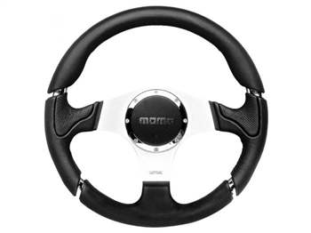 LRC1665 - Fits Defender Momo Millenium Steering Wheel with Black Leather Detailing - 350mm