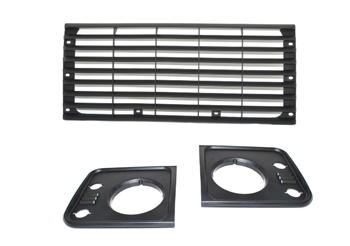 LRC2377 - For Land Rover Defender Front Grille and Headlamp Surround Kit in Black Plastic - Fits All Vehicles from 1983-2016 (TD5 Style Surrounds)