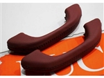 LRC34028 - Fits Defender Leather Interior Door Grab Handle Kit - Burgundy Leather With Black Stitch By Lucari