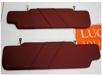 LRC34029 - Fits Defender Sun Visor Kit - Burgundy Leather with Black Stitch By Lucari - Comes as a Pair