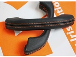LRC34113 - Fits Defender Leather Interior Door Grab Handle Kit - Black Leather With Orange Stitch By Lucari