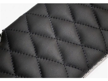 LRC34125 - Fits Defender Sun Visor Kit - Black Diamond Quilted Leather with White Stitch By Lucari - Comes as a Pair