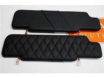 LRC34152 - Fits Defender Sun Visor Kit - Black Honeycomb Quilted Leather with Black Stitch By Lucari - Comes as a Pair