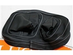 LRC34171 - Fits Defender Gear Gaiter - Fits Defender Puma 2007-2016 - Black Leather With White Stitch By Lucari