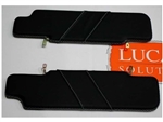 LRC34212 - Fits Defender Sun Visor Kit - Black Honeycomb Quilted Leather With White Stitch By Lucari - Comes as a Pair