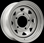 LRC5006G - Steel Eight Spoke Wheel in Silver - 15" X 8" - Will Fits Defender, Discovery 1 and Range Rover Classic