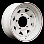 LRC5007 - Steel Eight Spoke Wheel in White - 15" x 8" - Will Fit For Defender, Discovery 1 and Range Rover Classic