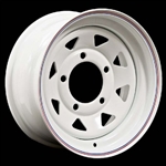 LRC5007KIT - Steel Eight Spoke Wheel in White - 15" X 8" - Will Fits Defender, Discovery 1 and Range Rover Classic