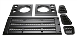 LRC6035 - Fits Defender XS Front Grille, Headlamp Surrounds, Wing Top and Side Vents in Satin Black Standard Grille - Fits All Defenders From 1994