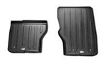 LRC9501 - Luxury Rubber Front Set in Ebony with Ingot Land Rover Branding - Left Hand Drive - Set of Two - For Discovery 5, Genuine Land Rover