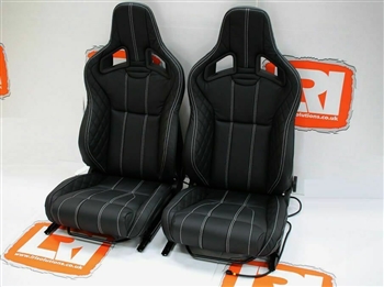LRI1103 - Pair of Full Leather RECARO Front Seats with Tip Up Bases for Land Rover Defender