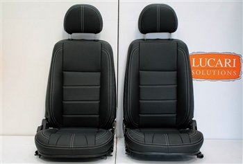 LRI1165 - Black Grained Vinyl White Stitch TDCI Front Seats for Defender 90/110