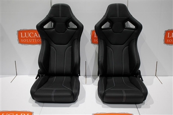 LRI1166 - Pair of RXI Low Base White Stitch Front Seats for Land Rover Defender 90/110