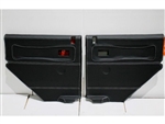 LRI34161 - Pair of Black Leather 2nd Row Door Cards with White Stitching for Defender Puma TDCI