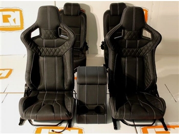 LRI38021 - LRI Leather Heated Corbeau Front & Rear Seats including Cubby Box for Defender 90 TDCI
