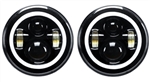 MD-J002- - Def LHD Black Full Halo LED Headlights 7" Pair (E Marked) (S)