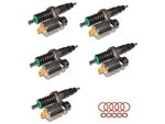 MSC000030 - Set of 5 Injectors for Land Rover Defender and Discovery TD5 from 2002 Onwards - Includes OEM Equipment Seals and Washers