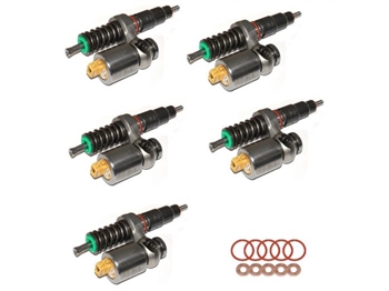 MSC000030 - Set of 5 Injectors for Land Rover Defender and Discovery TD5 from 2002 Onwards - Includes OEM Equipment Seals and Washers