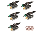MSC000040 - Set of 5 Injectors for Land Rover Defender and Discovery TD5 up to 2001 - Includes OEM Equipment Seals and Washers