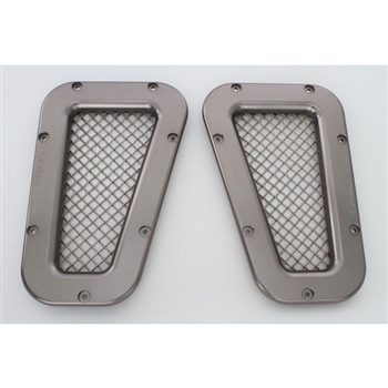 ORP01-G-SM - Optimill Aluminium Wing Top Vents Grey - Polished Stainless Mesh - For all Defender Models