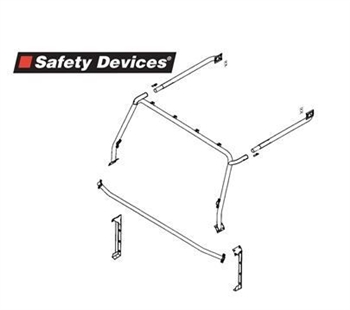 RBL1383SSS - For Defender Front Roll Cage in Black - Fits 90/110/130 - 4 Point External Roll Cage