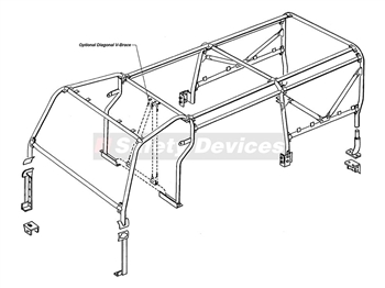 RBL1837SSS - For Defender Roll Cage - 110 Station Wagon Roll Cage (94-98) - 10 Point Multi-Point Bolt-in External Front and Internal Rear Roll Cage