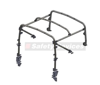 RBL2367SSS - Safety Devices Roll Cage for Defender 90 Soft Top - 6-Point Bolt-In Internal Rear Cage - Heavy Duty Hood Stick Replacement in Black
