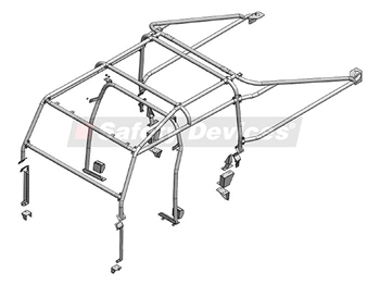 RBL2477SSS - Safety Devices Roll Cage for Defender 130 - 8-Point Multi-Point External Built in Cage with Internal B Hoop