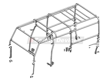 RBL2497SSS - Safety Devices Roll Cage for Defender 130 Station Wagon 300TDI - 6-Point Built in Cage