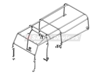 RBL2587SSS - Safety Devices Roll Cage for Defender 130 - 8-Point Bolt-In Internal Cage with Internal B Hoop - In Black