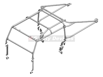 RBL2607SSS - Safety Devices Roll Cage for Defender 130 - 6-Point Multi-Point External Built in Cage in Black