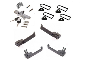 RC1353 - Defender Front and Rear Door Handle Kit - Fits Defender Push Button Doors - Single Genuine Ignition Key for all Doors and Ignition