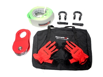TF3316 - Winch Accessory Kit - By Terrafirma - Includes Tree Strap, Snatch Block, 2 X Shackles, Bag and Gloves
