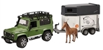 TOADHT - Model 1:16 Model - In Green with Horse and Horse Box Trailer For Land Rover Defender