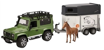 TOADHT - Model 1:16 Model - In Green with Horse and Horse Box Trailer For Land Rover Defender