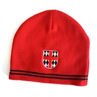 RED BEANIE W/SHIELD