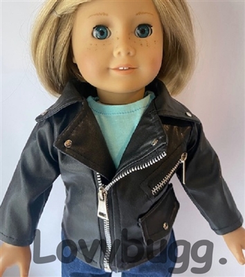 Biker Moto Harley-Style Black Leather Jacket Doll Clothes for American Girl or Boy 18 inch Doll Clothes